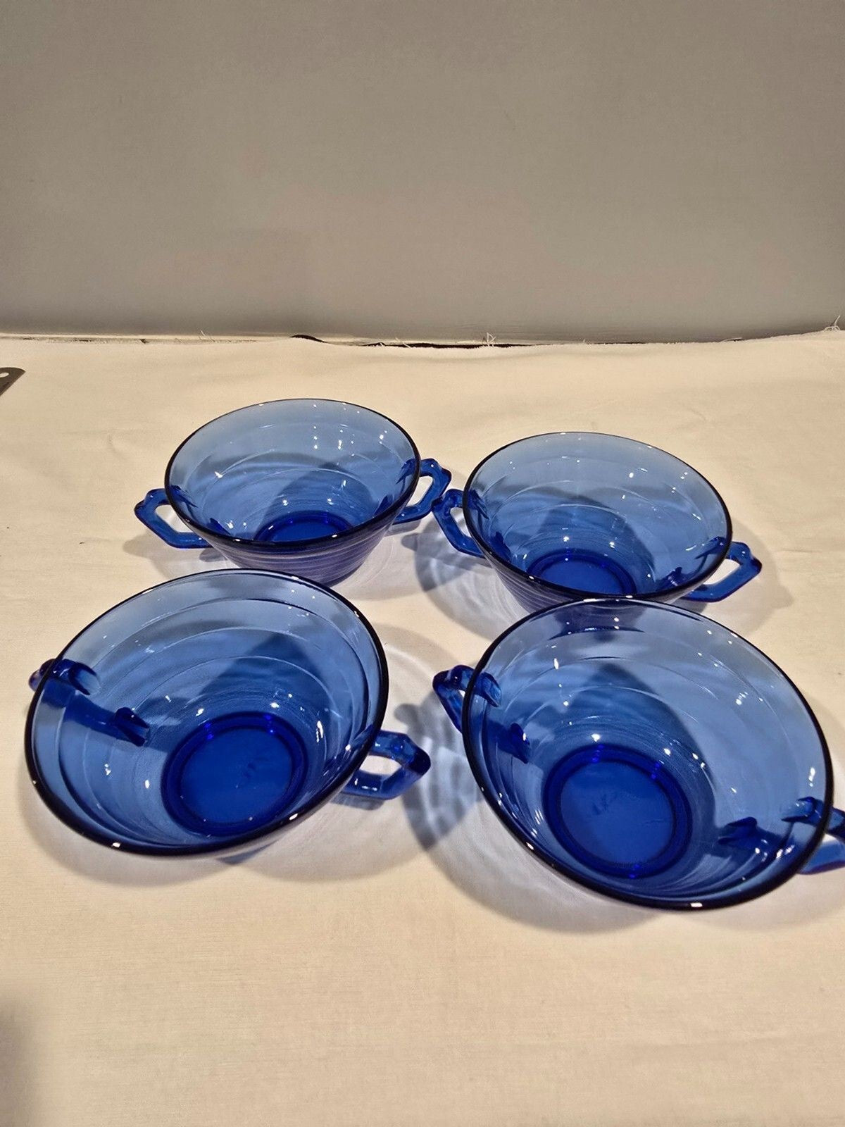 Hazel Atlas Moderntone Cobalt 2-Handled Soup Bowl – Depression Glass – Vtg 1930s