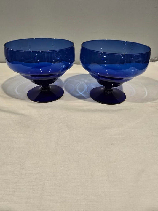 Vintage Footed Dessert Glasses – Graduated Panel Bowl – Large 4.5"x5" – Set of 2