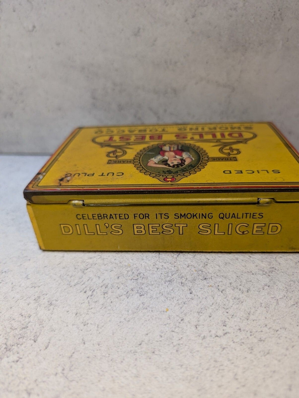 Antique Dill's Best Sliced Tobacco Tin Richmond VA Litho Figural