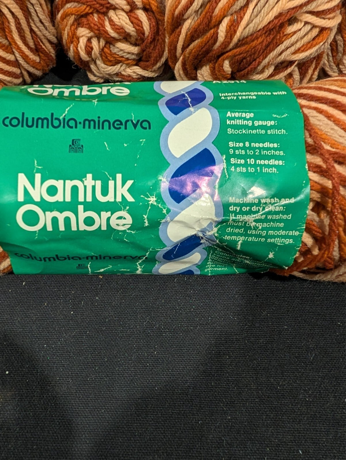 7 Skeins Vintage Columbia Minerva Nantuk Ombre Yarn Rust Tan Cream Orlon Acrylic