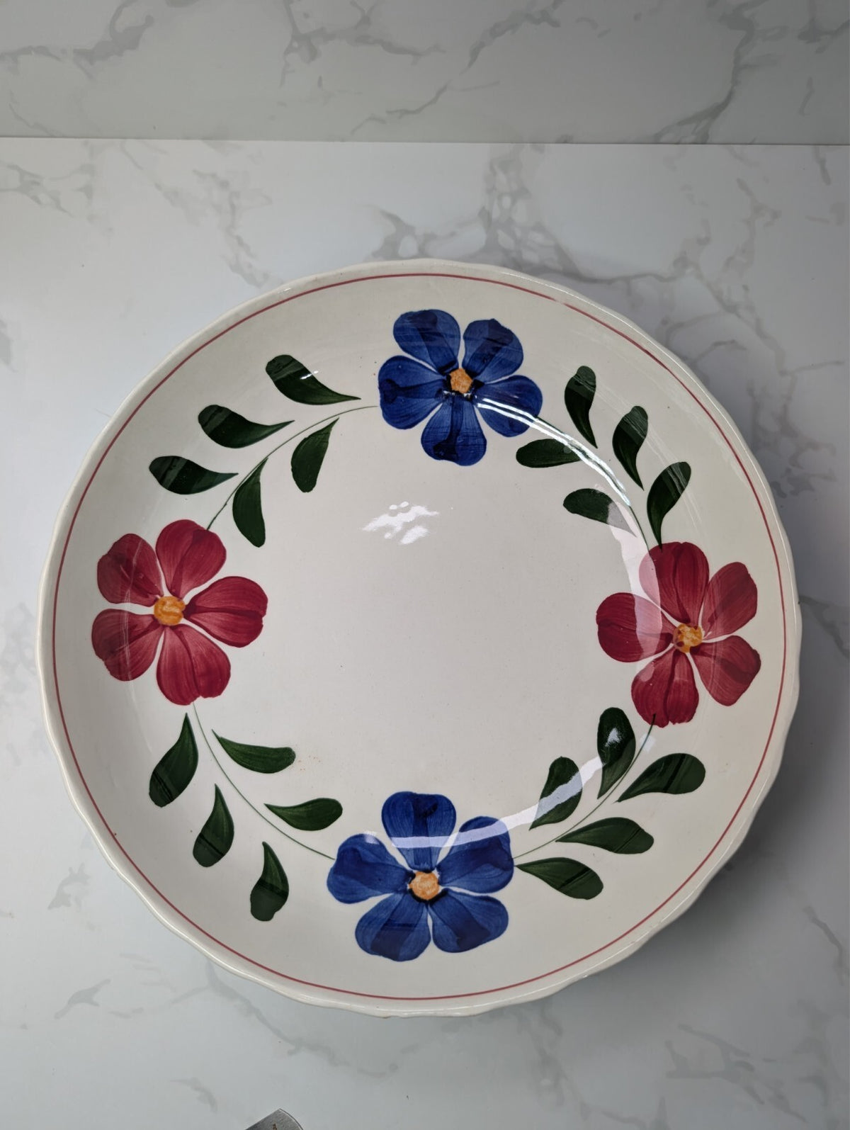 Blue Ridge Laurel Wreath 10.5" Serving Bowl Hand Painted Southern Potteries READ