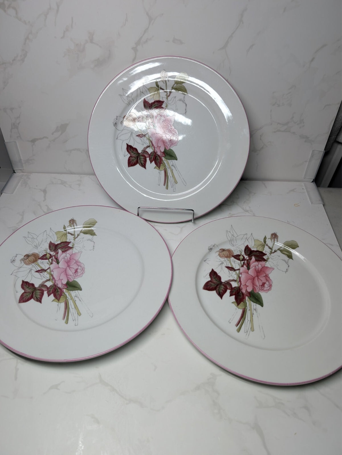 Block Spal Watercolors Western Rose Dinner Plates Set of 3 Mary Lou Goertzen
