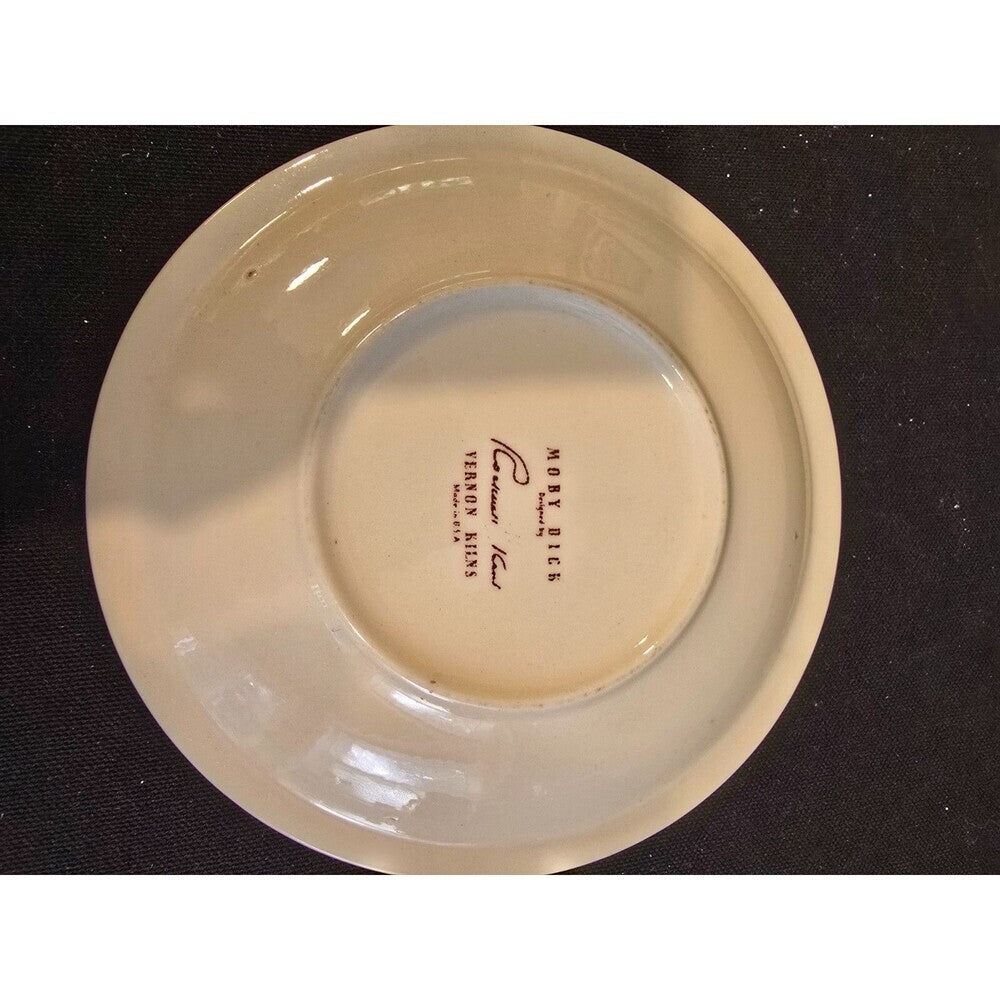 Rockwell Kent Moby Dick Cup & Saucer Set – Vernon Kilns – Brown– 1940s Vintage
