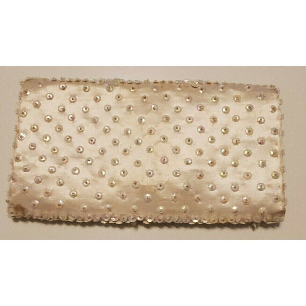 Vintage Hand Beaded White Evening Clutch/Purse - As Is