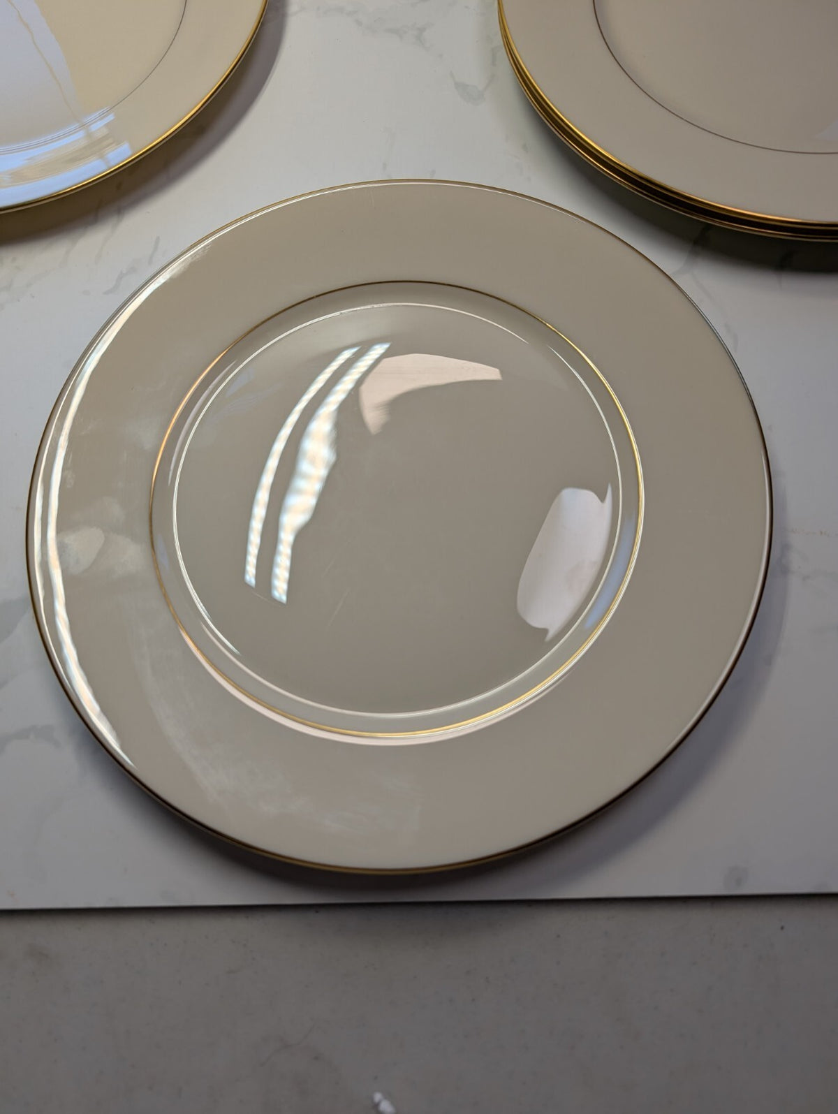 Lenox Hayworth Dinner Plates Set of 4 Ivory Gold Trim 10.5 in USA