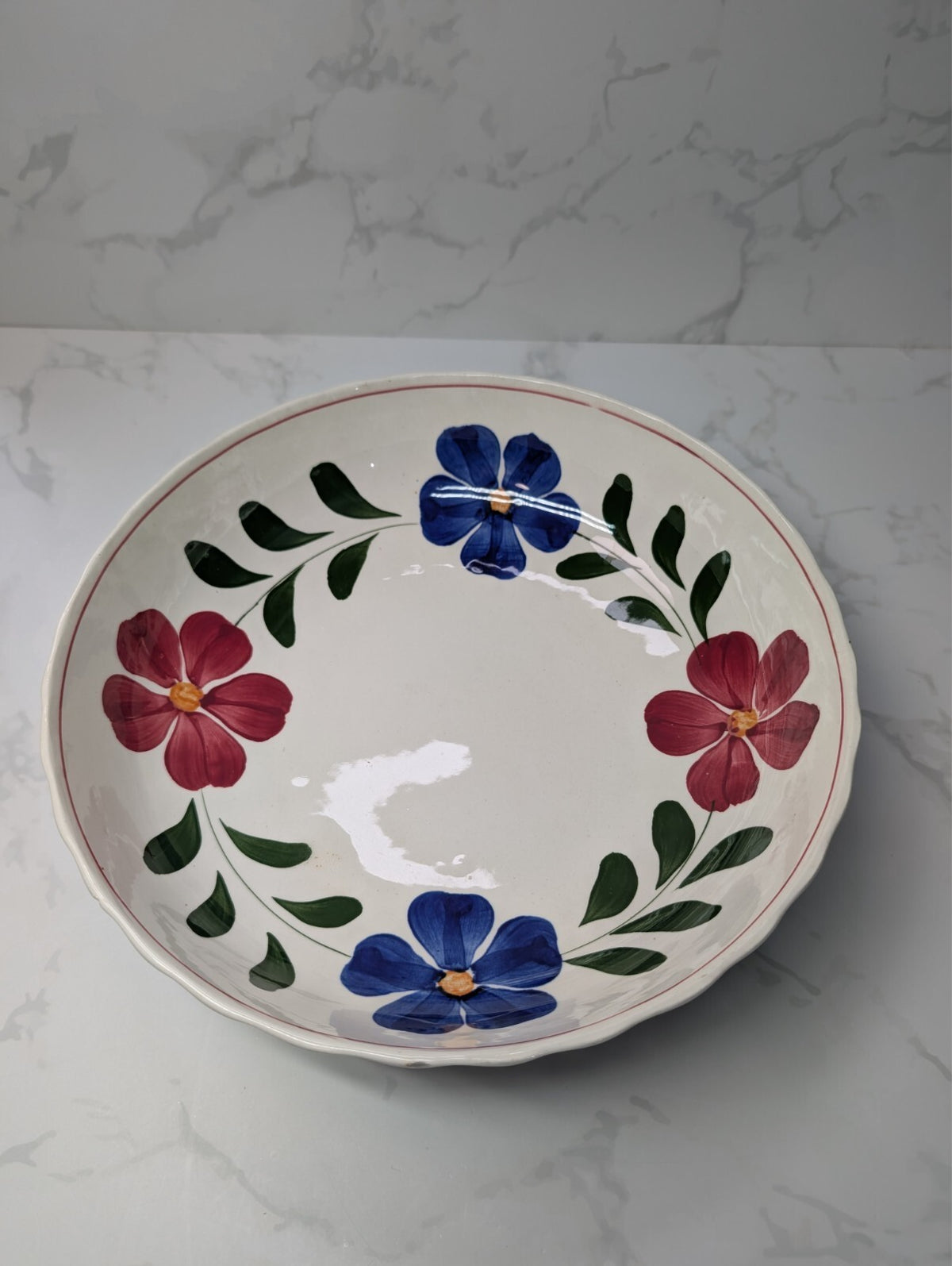 Blue Ridge Laurel Wreath 10.5" Serving Bowl Hand Painted Southern Potteries READ