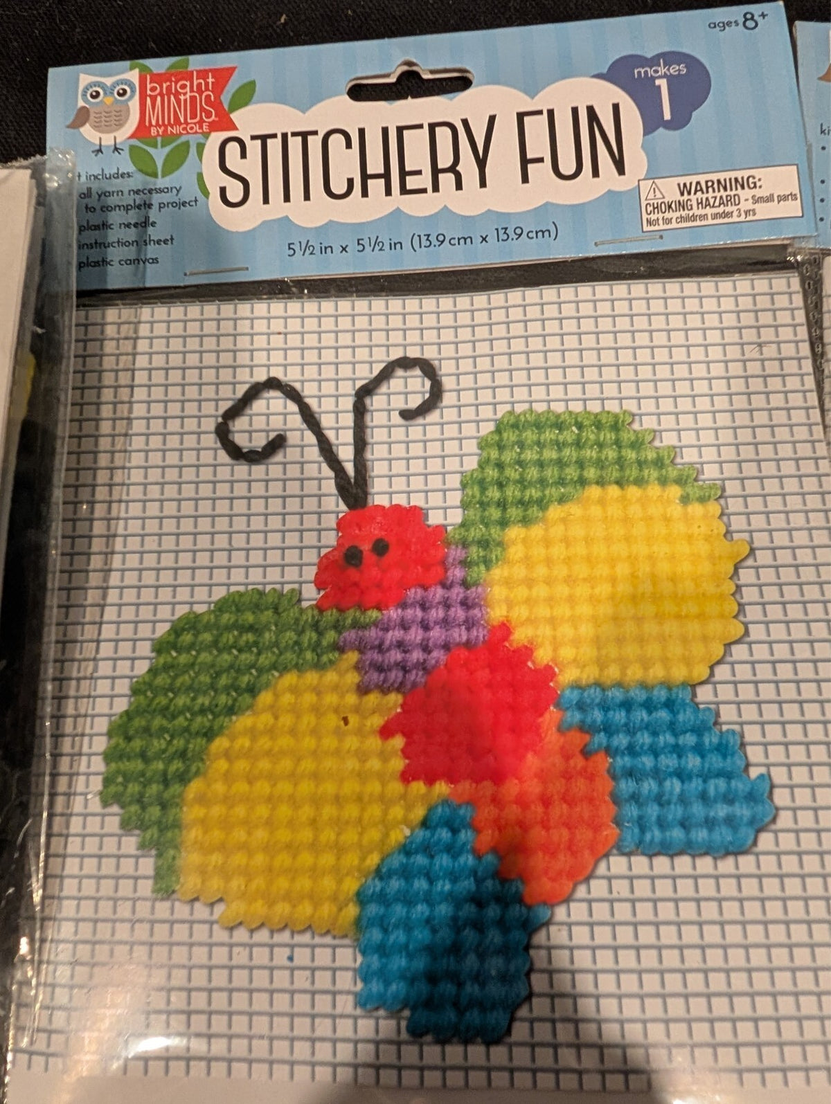 3 Mini Plastic Canvas Kits Nicole Stitchery Fun Butterfly Mouse Easter Rainbow