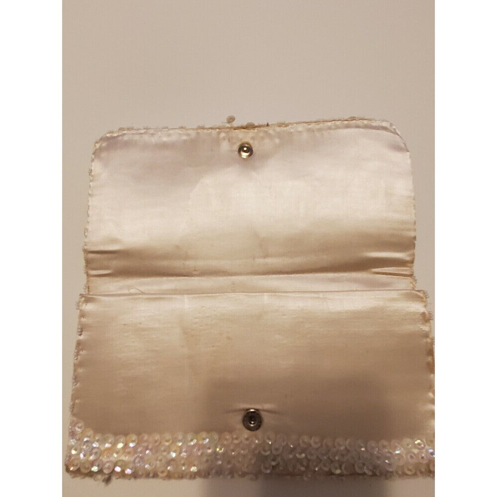 Vintage Hand Beaded White Evening Clutch/Purse - As Is