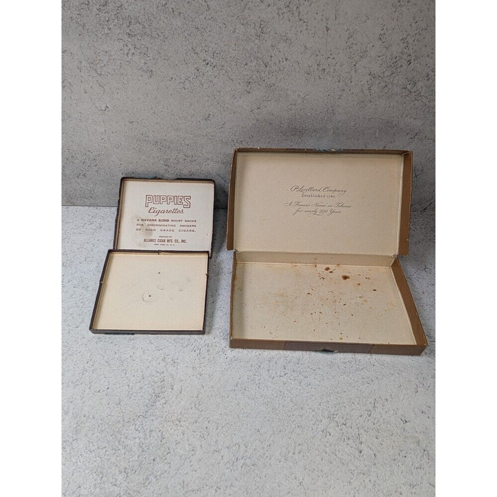 Vintage Cigarette Boxes Lot Old Gold Puppies Haddon Hall Tobacco Boxes