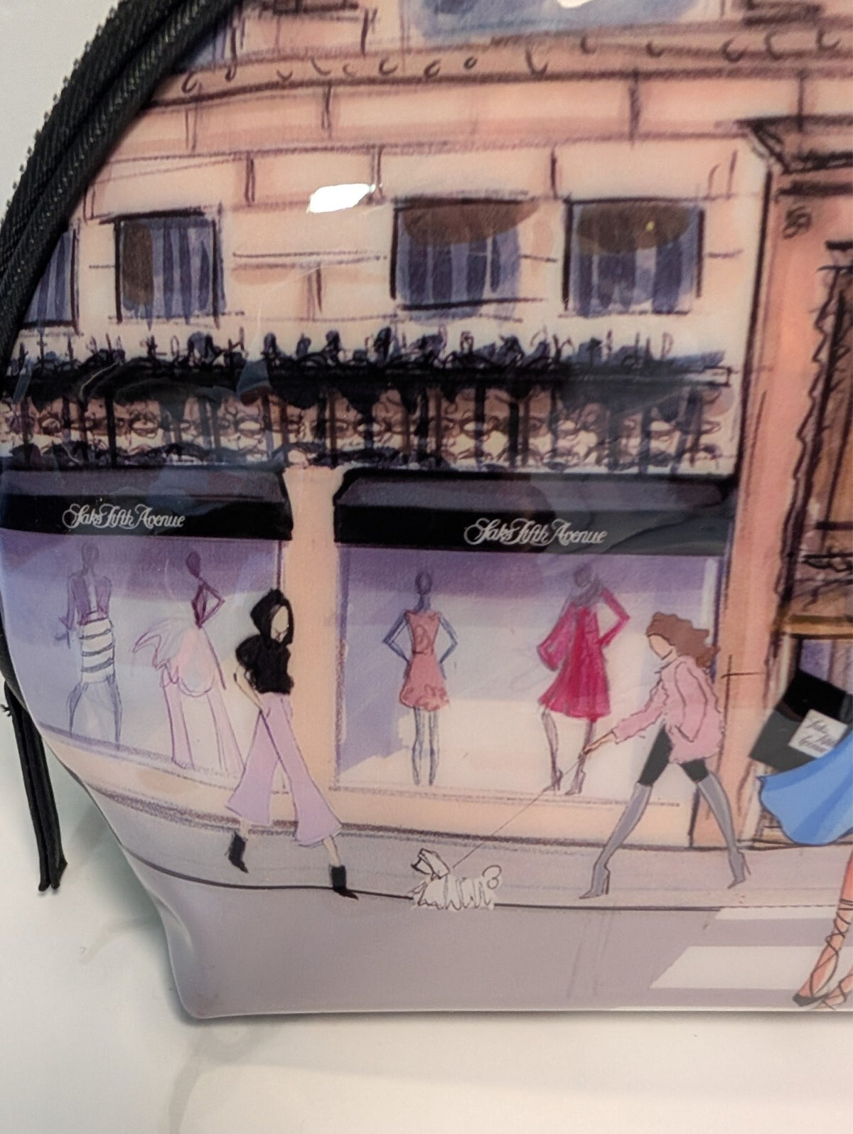 Saks Fifth Avenue Watercolor City Street Scene Cosmetic Pouch NWT