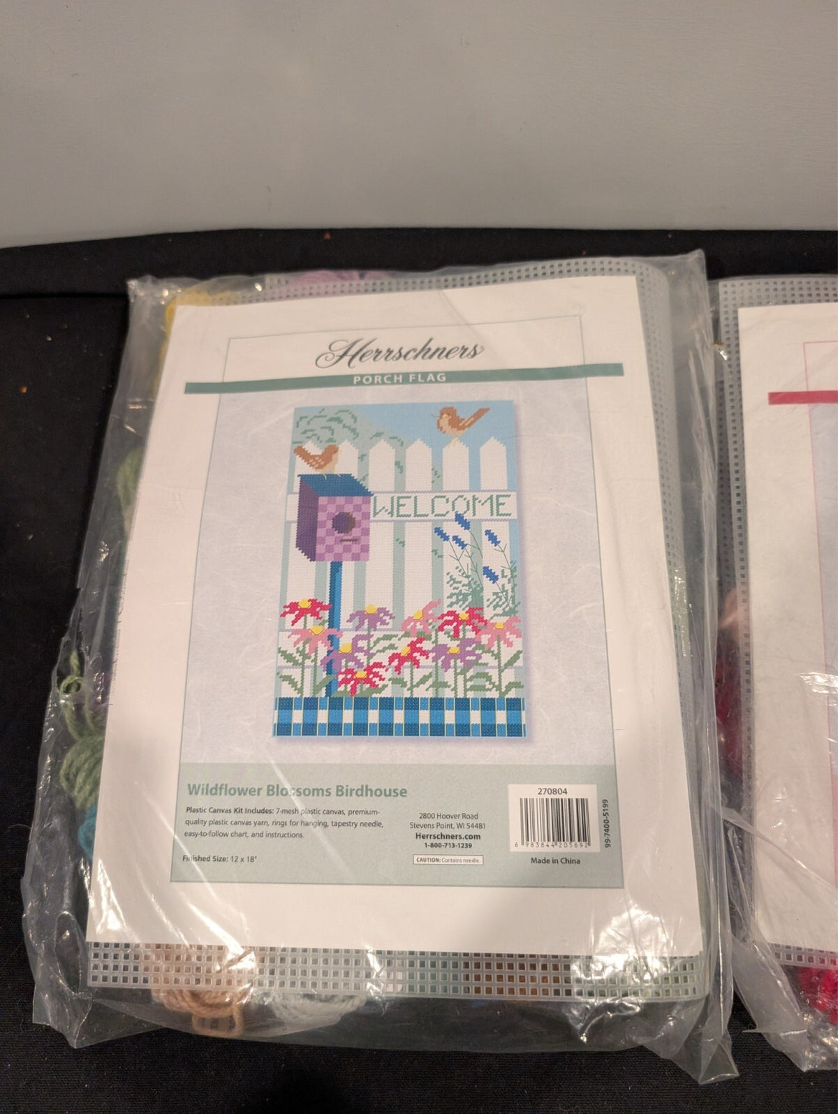 4 Herrschners Birdhouse Porch Flag Plastic Canvas Kits Chickadees Wildflowers