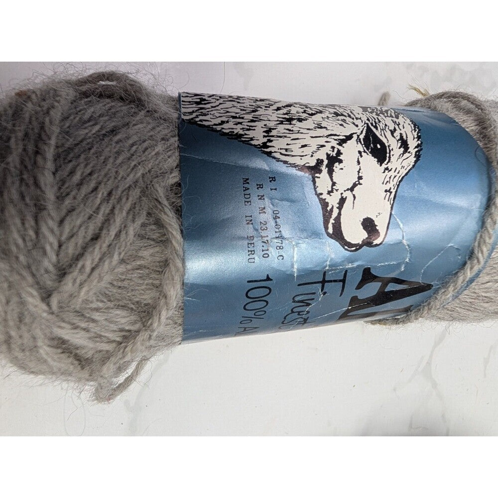 Lot of 2 Andes 100% Alpaca Yarn Skeins Gray Made in Peru