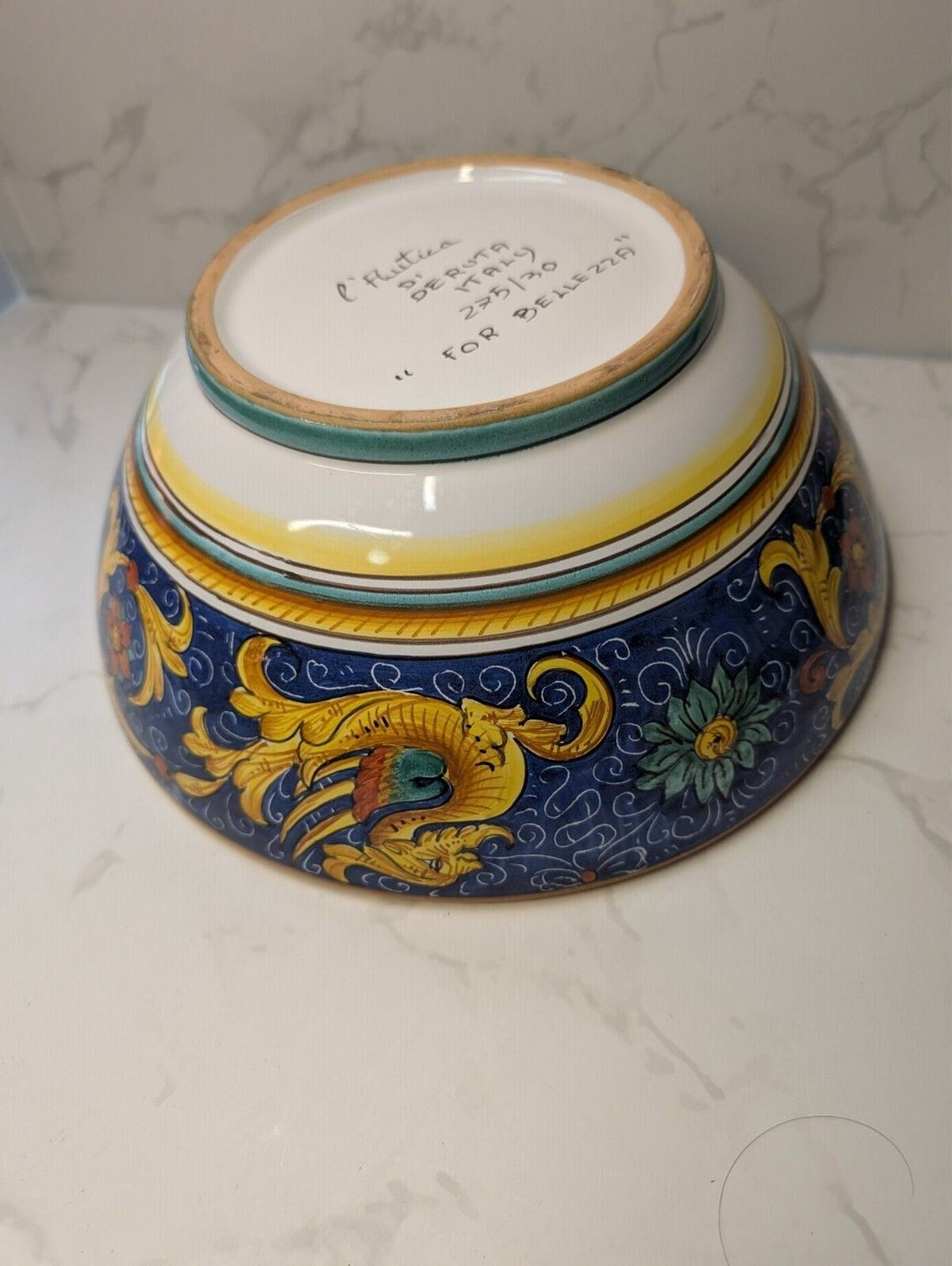 L'Antica Deruta For Bellezza Italian Majolica Griffin Bowl 12" Hand Painted