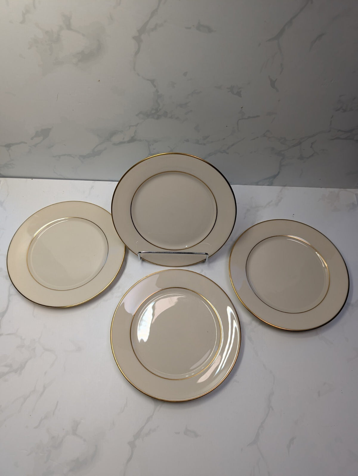 Lenox Hayworth Bread & Butter Plates Set of 4 Ivory Gold Trim 6.5 in USA