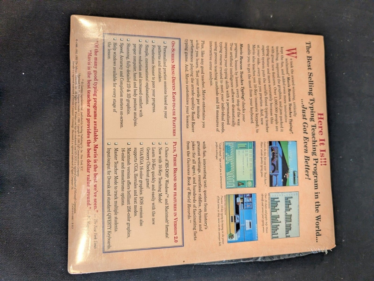 Mavis Beacon Teaches Typing! Version 2.0 Macintosh 1990 Sealed Box – Software