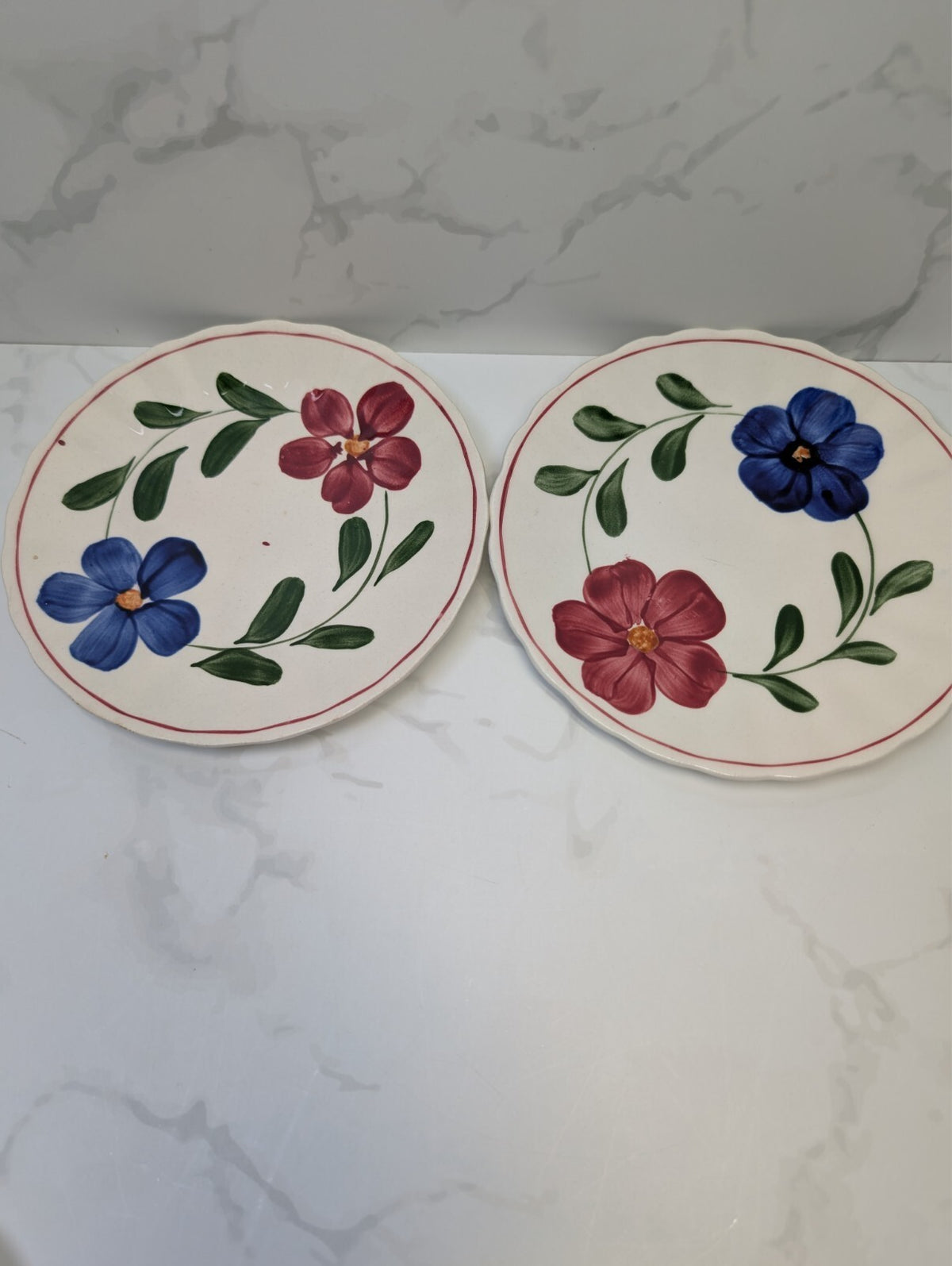 Blue Ridge Laurel Wreath Bread & Butter Plates Set of 4 Vintage 6.25"