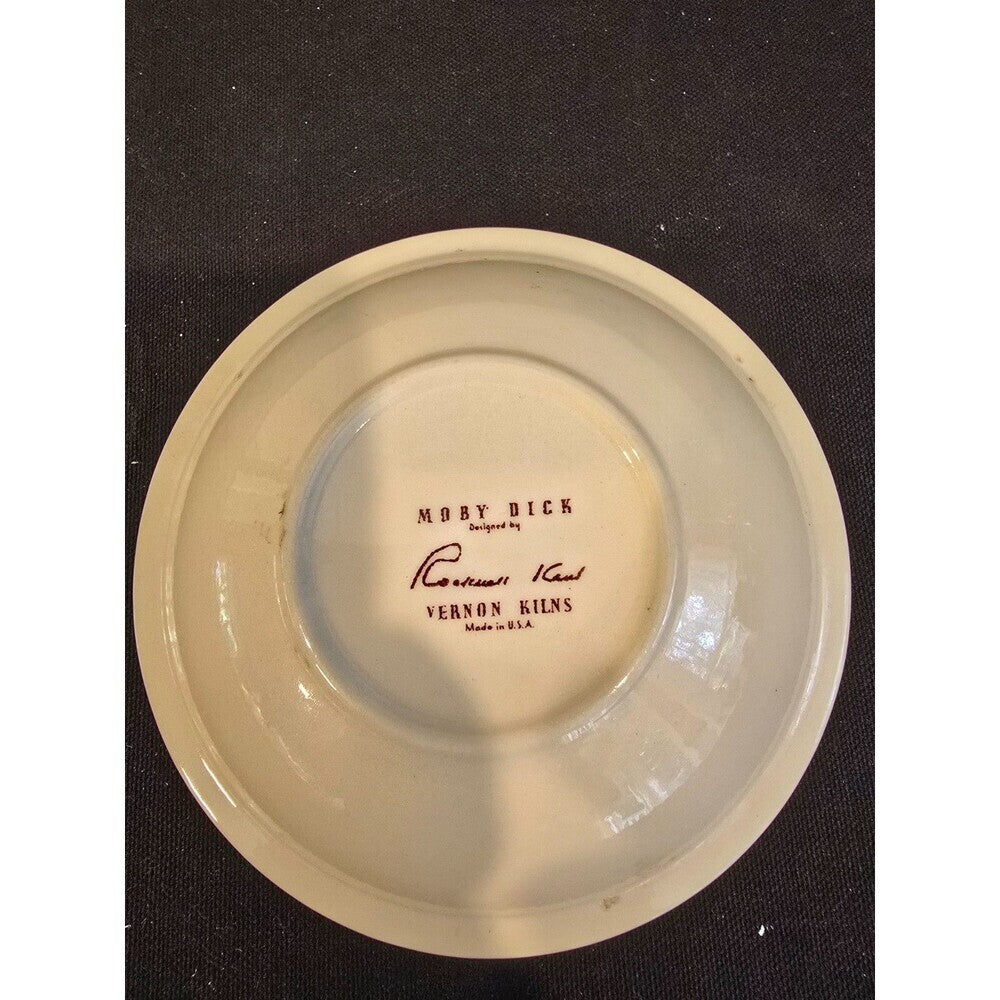 Rockwell Kent Moby Dick Dessert Bowl – Vernon Kilns – 5.5" Brown