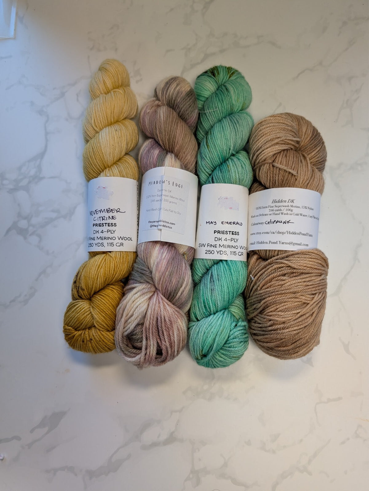 4 Skeins Indie Hand Dyed DK Yarn Ritual Dyes The Yarn Addict Co Hidden Pond 430g