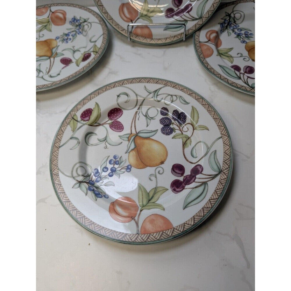 Dansk Umbrian Fruits Set of 4 Salad Plates 9" Portugal