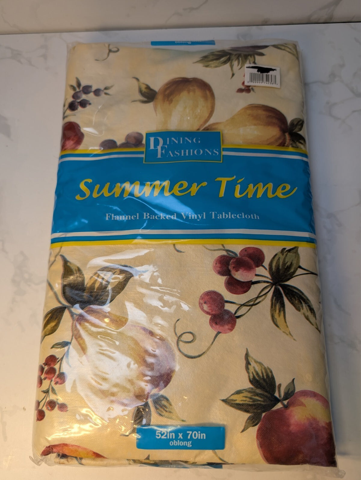 Dining Fashions Summer Time Fruit Vinyl Tablecloth 52 x 70 Oblong NOS