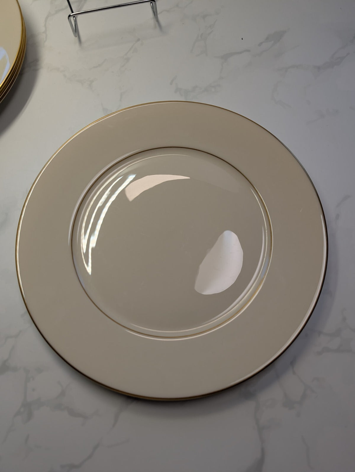 Lenox Hayworth Dinner Plates Set of 4 Ivory Gold Trim 10.5 in USA