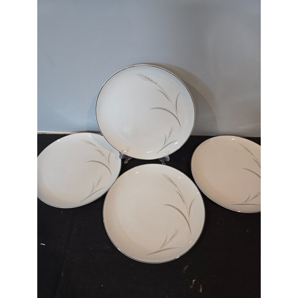 Set of 4  Mikasa Aries 8262 Dinner Plates - Wheat W/Green & Gray Stalk