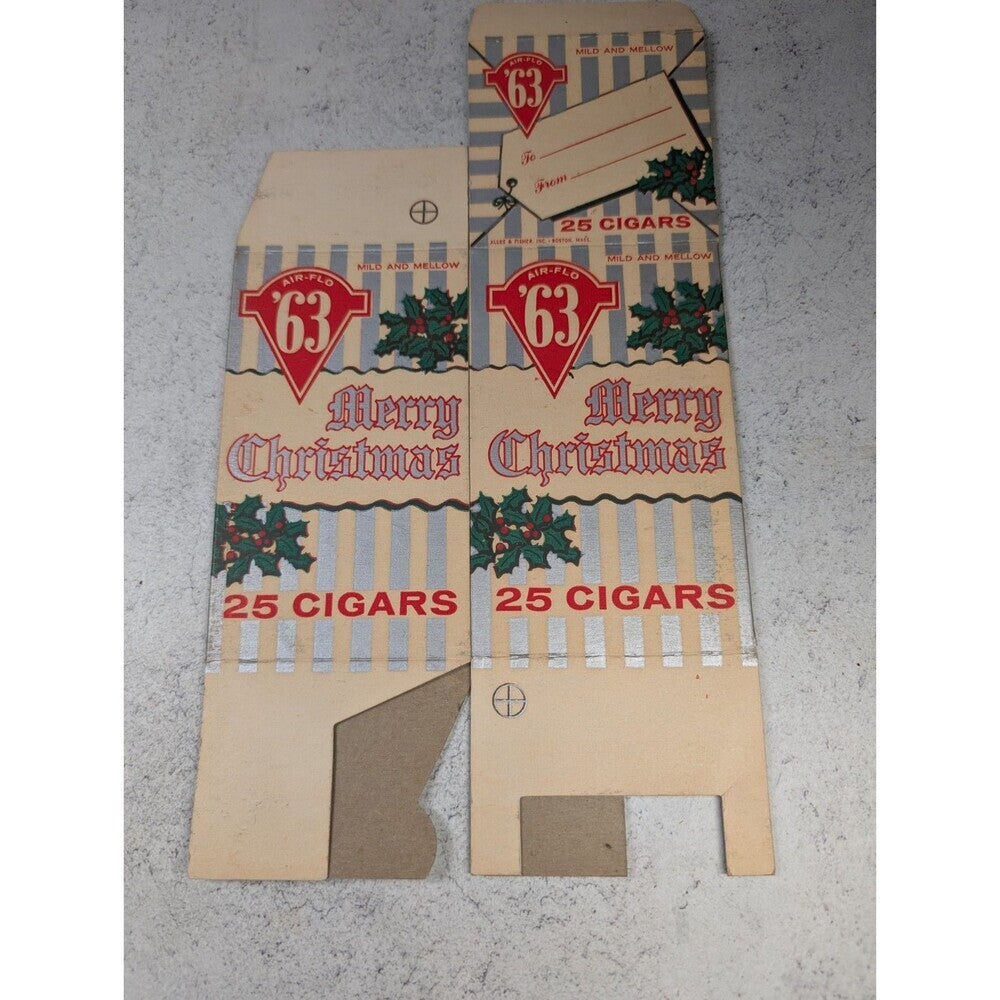 Vintage Air Flo 63 Cigar Box Labels Christmas Litho Lot Tobacco Ephemera