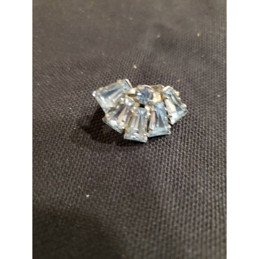 Vintage Blue Rhinestone/Crystal Clip-On Earrings
