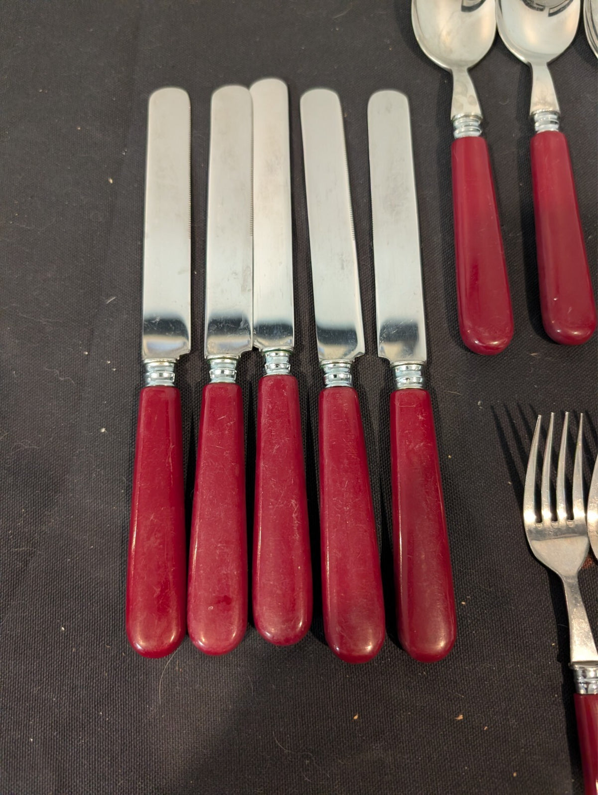 Ginkgo GIK3 Burgundy Handle 18/8 Stainless Flatware Korea 25 Pc Service for 5