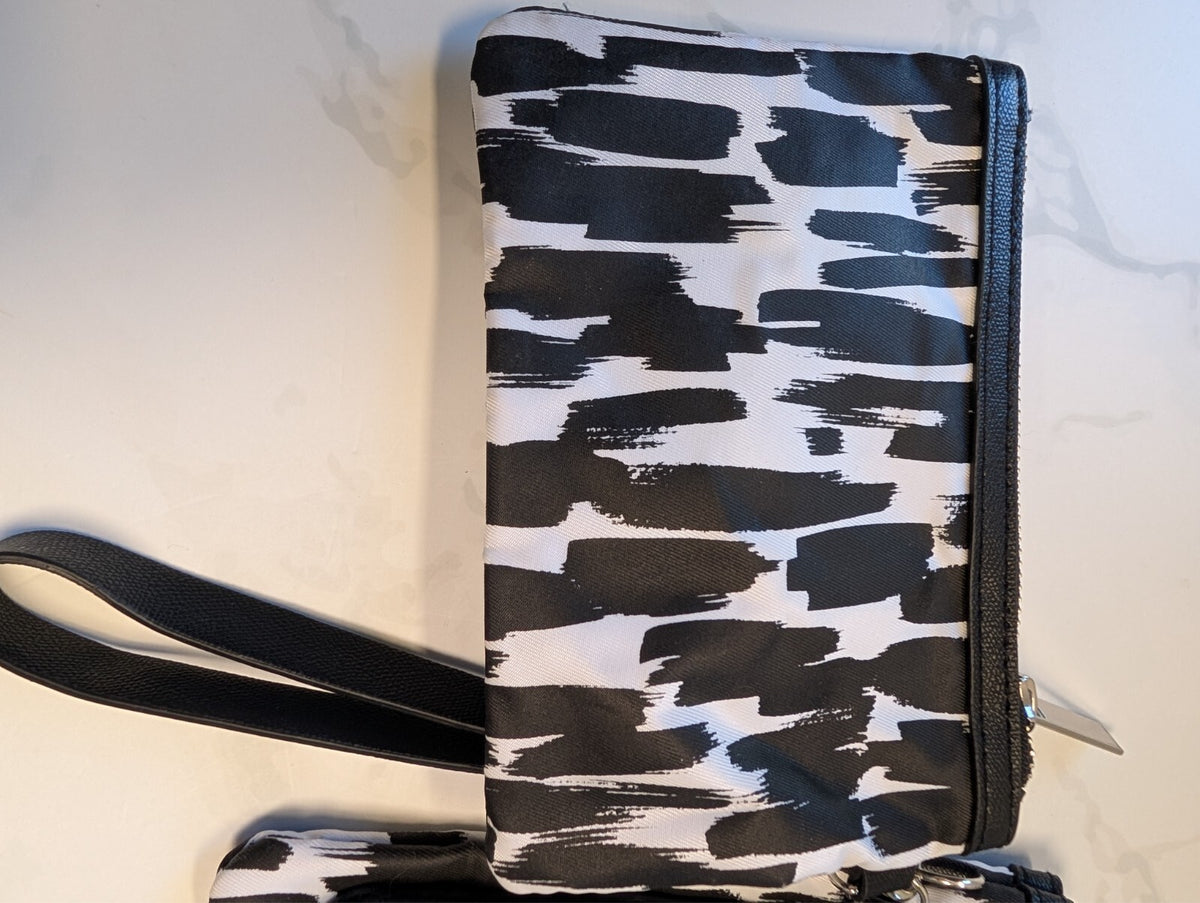 Saks Fifth Avenue Black & White Printed Cosmetic Pouch Set of 3