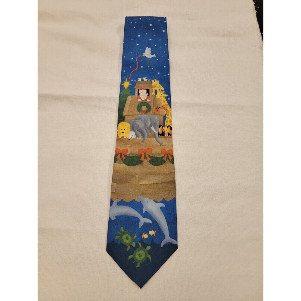 Vintage Ralph Marlin 1998 Christmas Noah's Ark Men's Necktie NWT