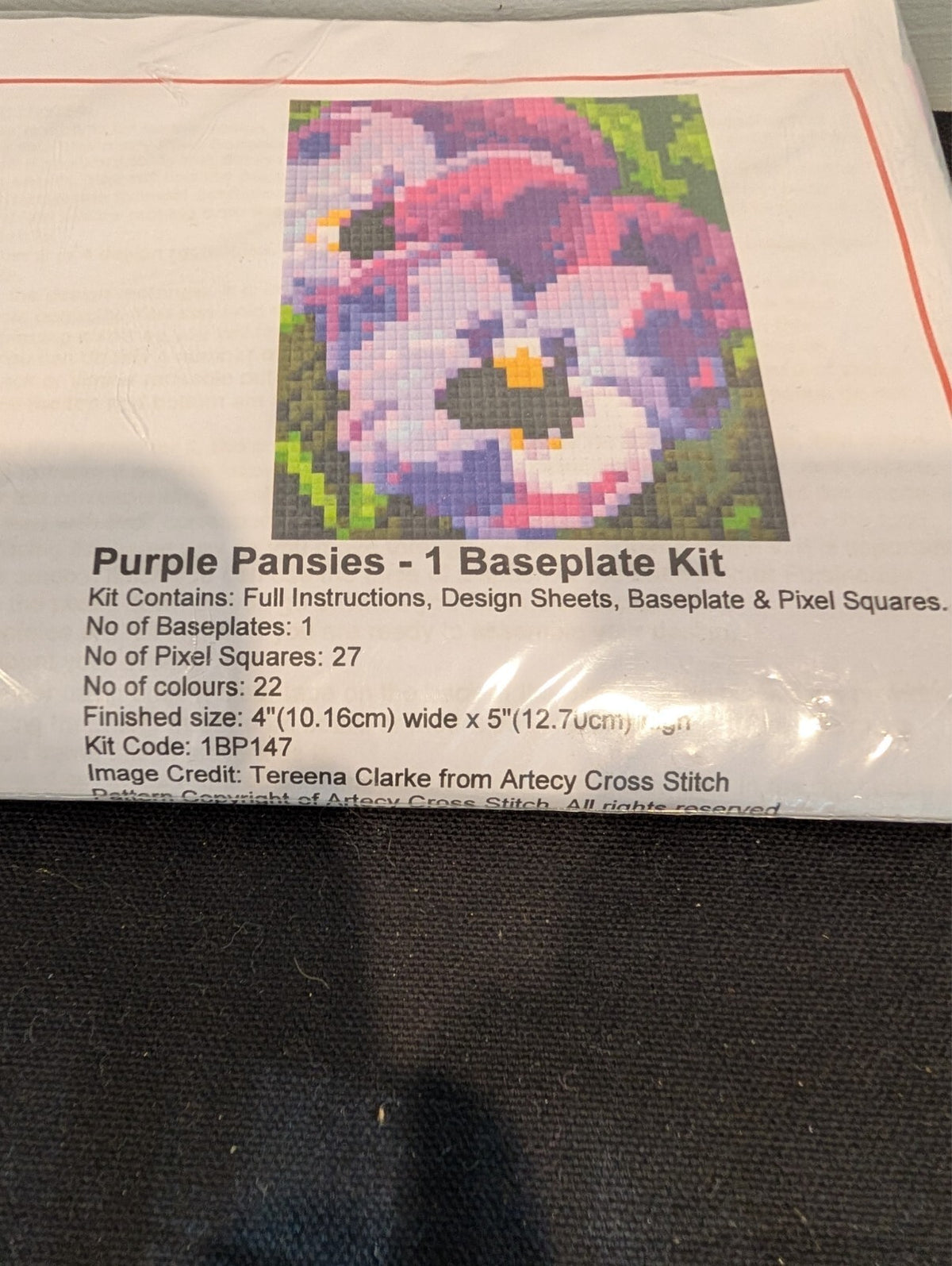 PixelHobby Purple Pansies 1 Baseplate Mosaic Art Craft Kit 1BP147 Sealed