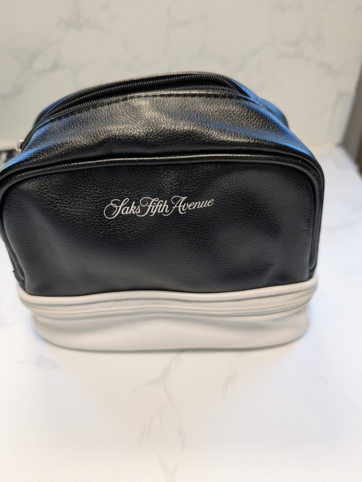 Saks Fifth Avenue Black & White Printed Cosmetic Pouch Set of 3