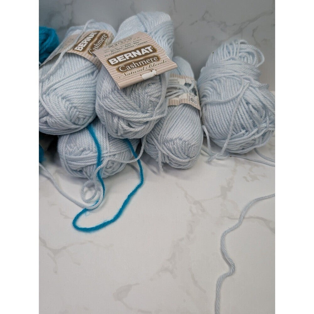 Yarn Lot Bernat Cashmere Natural Blends Rain Blue + Phildar Whisper Teal Mixed
