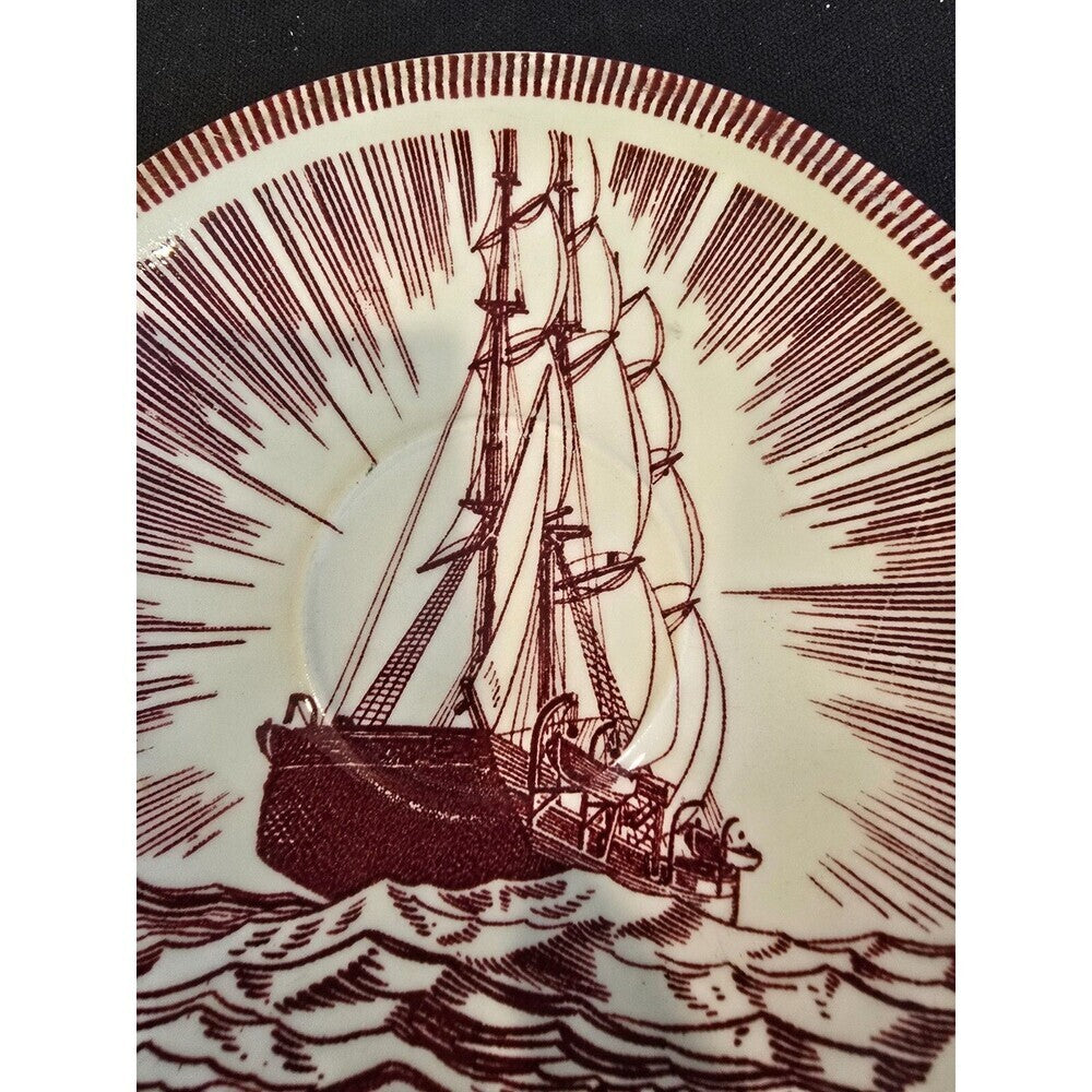 Rockwell Kent Moby Dick Cup & Saucer Set – Vernon Kilns – Brown– 1940s Vintage