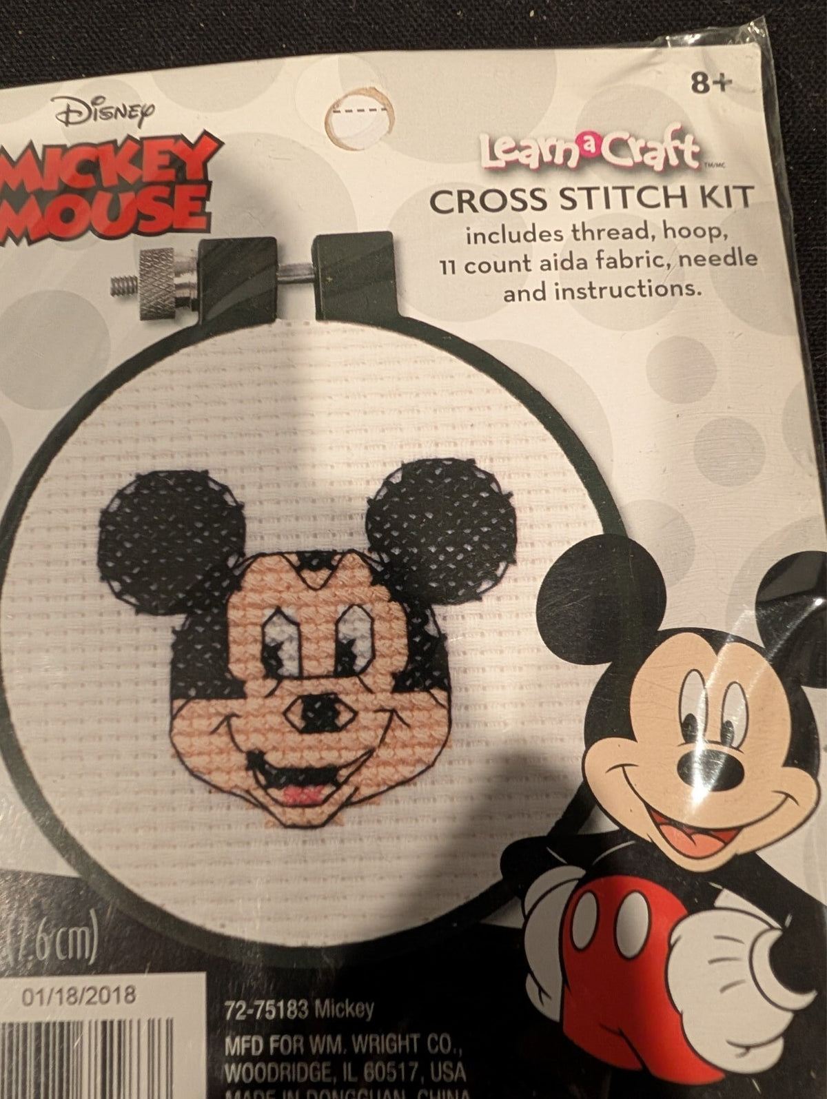 2 Disney Mickey Minnie Mouse Mini Cross Stitch Kits Learn a Craft Hoop