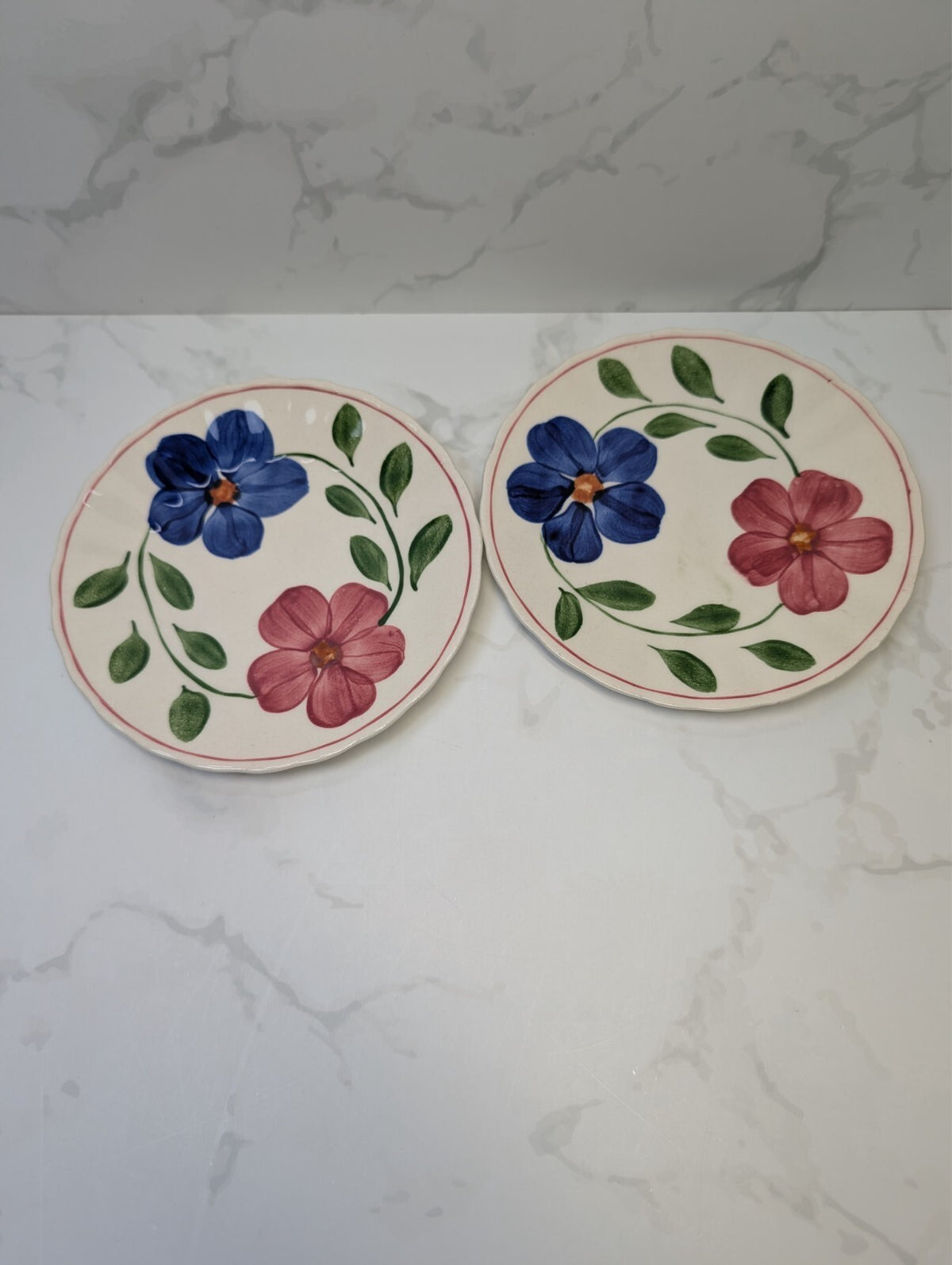 Blue Ridge Laurel Wreath Bread & Butter Plates Set of 4 Vintage 6.25"