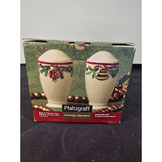 Pfaltzgraff Holiday Garland Christmas Salt & Pepper Shaker Set – With Box