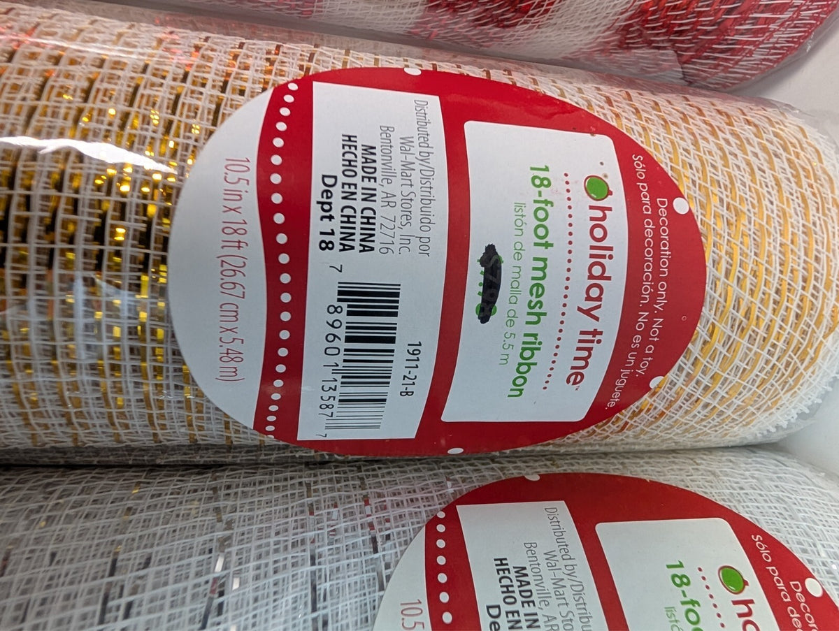 Holiday Time Deco Mesh Ribbon Lot 4 Rolls 10.5" x 18' Christmas Craft