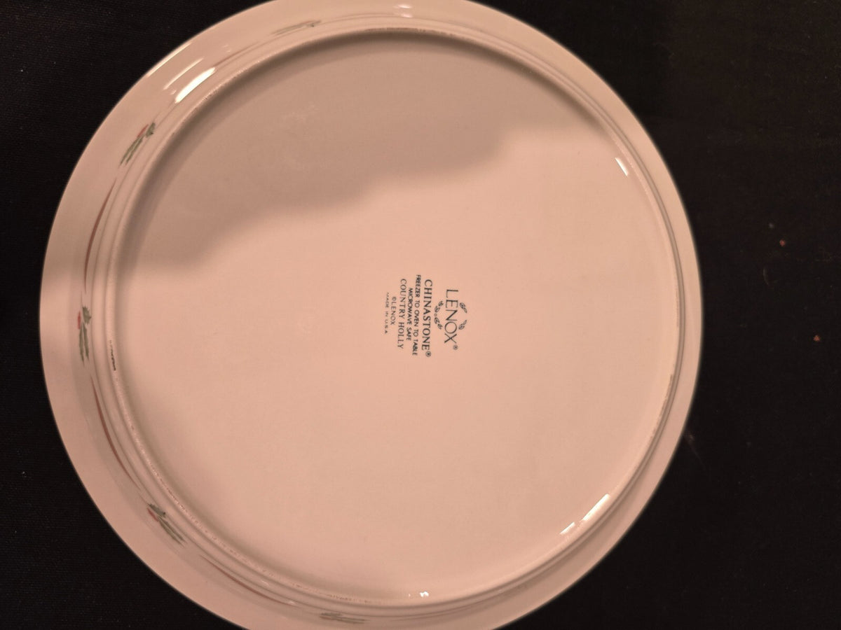 Lenox Chinastone Country Holly 11" Deep Dish Pie Baker Tart Plate USA