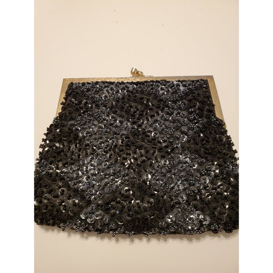 Vintage Hand Made Magid Black Beaded Purse
