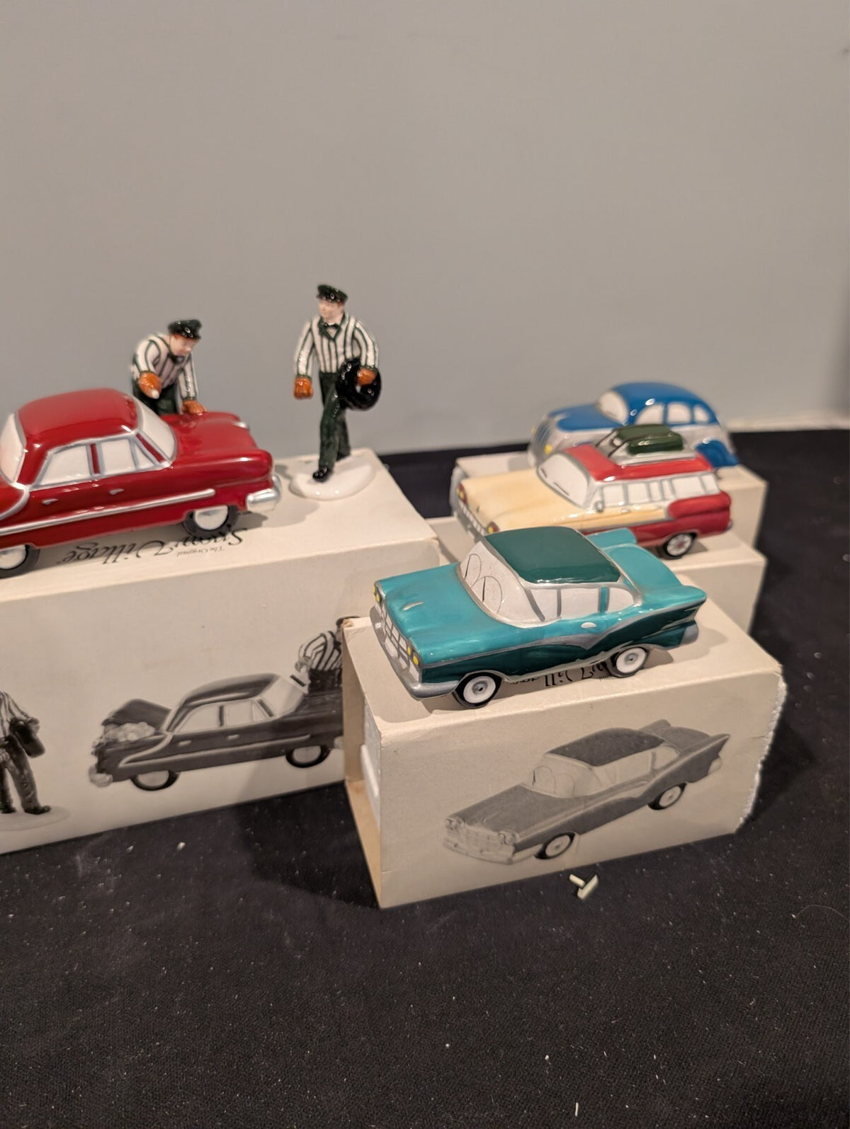 Dept 56 Snow Village Classic Cars Lot of 3 Sets + Service With a Smile