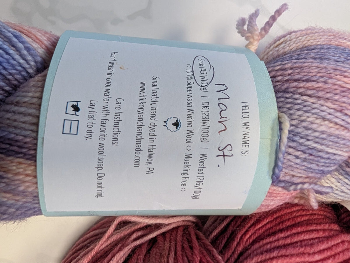 2 Skeins Indie Hand Dyed Sock Yarn Hickory Lane Main St Hidden Pond Peony Party