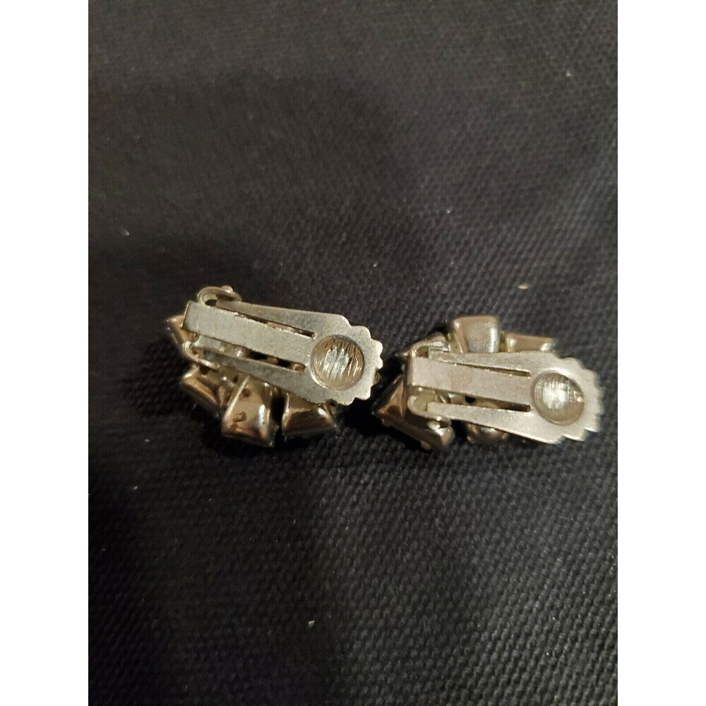 Vintage Blue Rhinestone/Crystal Clip-On Earrings