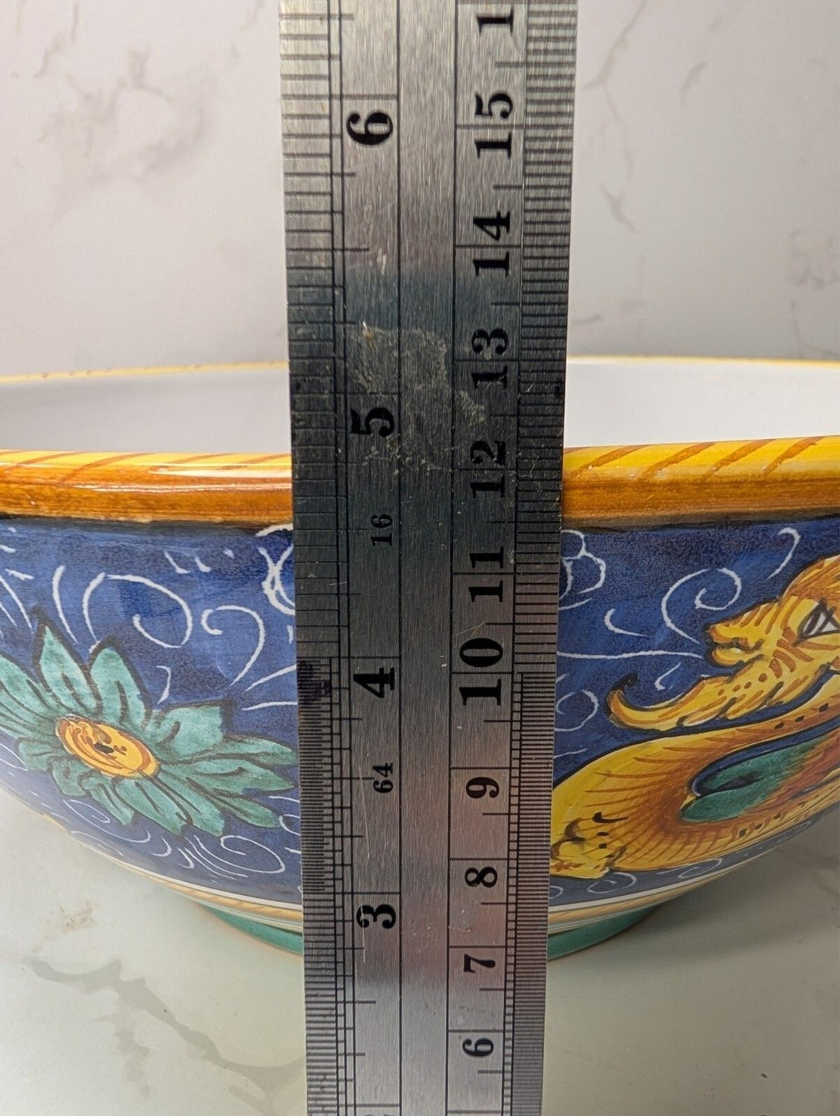 L'Antica Deruta For Bellezza Italian Majolica Griffin Bowl 12" Hand Painted