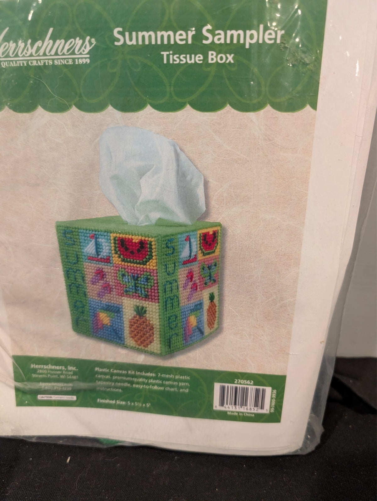 3 Plastic Canvas Tissue Box Kits Herrschners Summer Valentine House Basketball