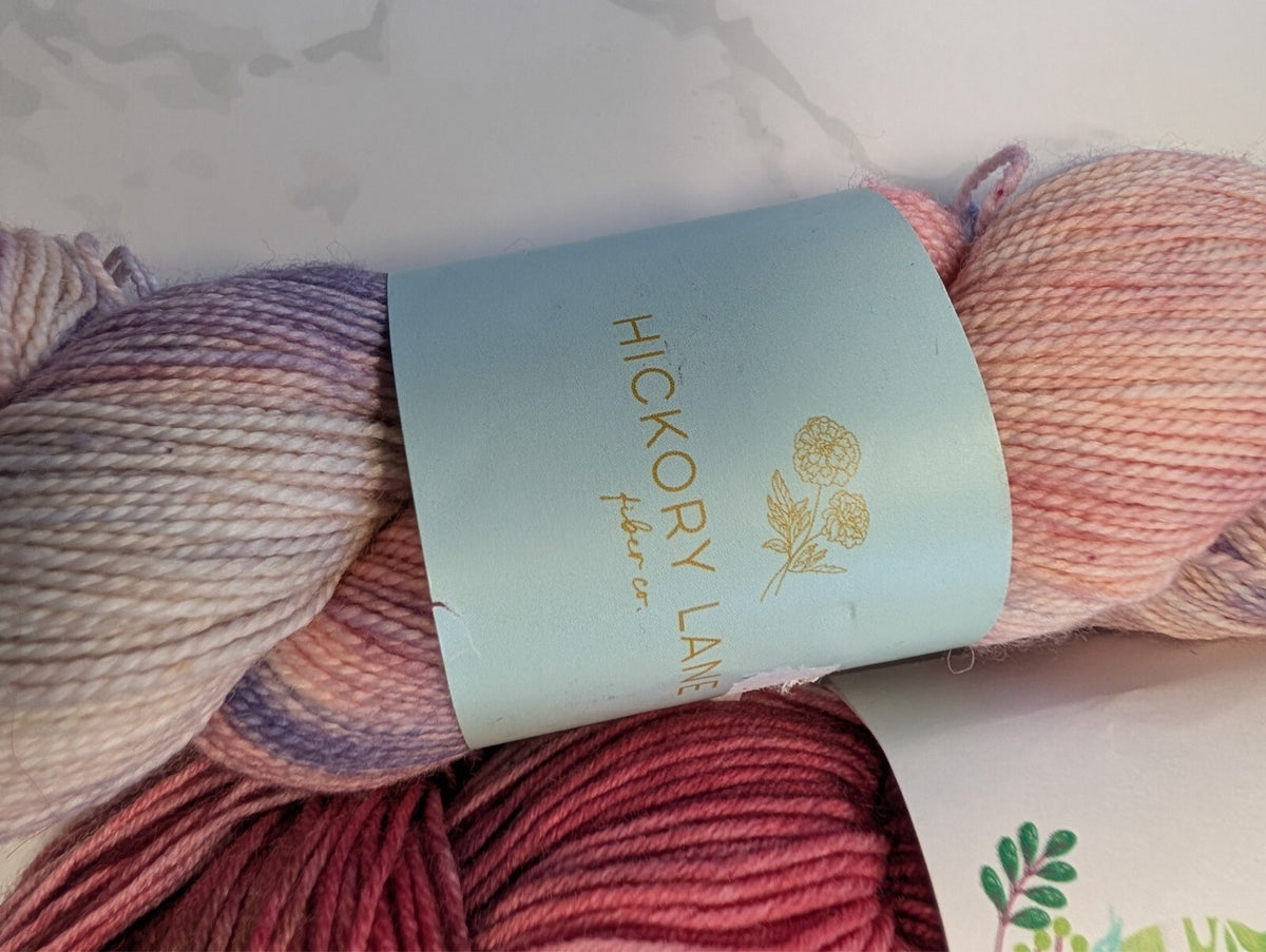 2 Skeins Indie Hand Dyed Sock Yarn Hickory Lane Main St Hidden Pond Peony Party