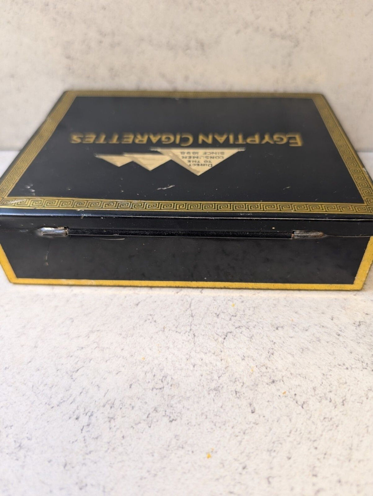 Vintage Egyptian Cigarettes Tin Fred M Pinkus NY Black Gold Box