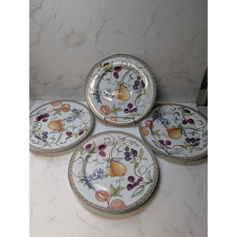 Dansk Umbrian Fruits Set of 4 Salad Plates 9" Portugal