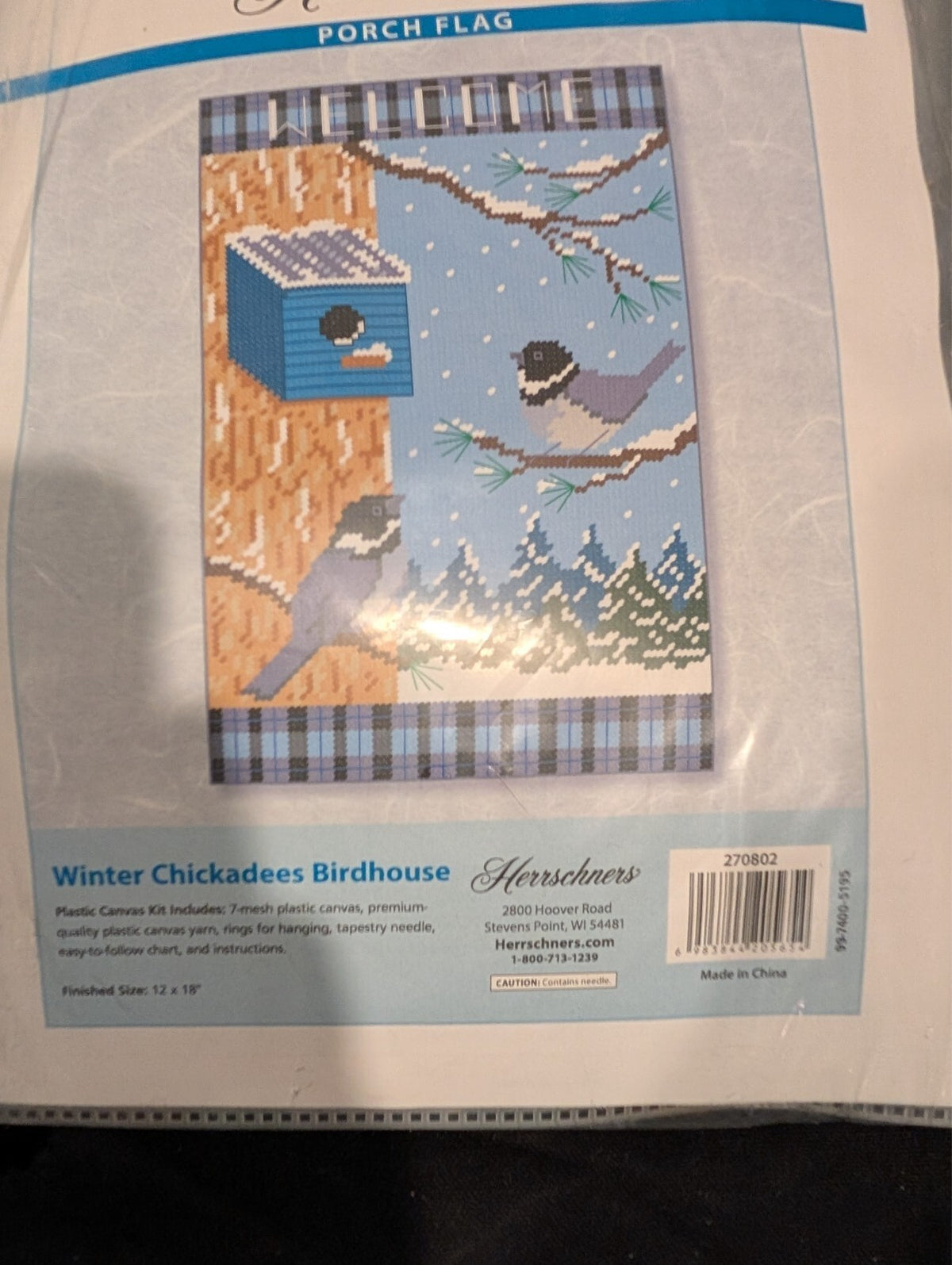 4 Herrschners Birdhouse Porch Flag Plastic Canvas Kits Chickadees Wildflowers